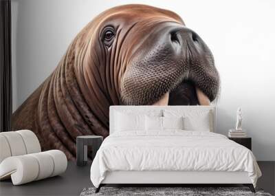 Walrus isolated on White Background Generative Ai Wall mural