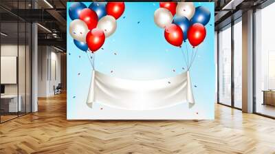 american background with colorful balloons for 4th of july in bl Wall mural