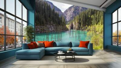 Kaindy Lake in Tien Shan mountain system, Kazakhstan Wall mural