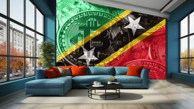 Saint Kitts and Nevis bitcoin flag, national flag cryptocurrency concept Wall mural