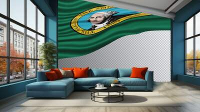 Washington state Wavy Flag clipping path, Washington flag Wall mural