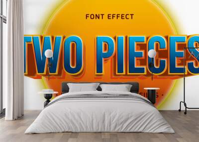 vector editable Two pieces font effects, 3d font style Wall mural