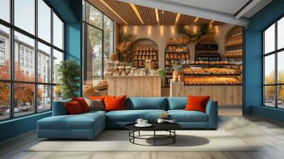 bakery with fresh pastries interior Wall mural