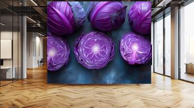 food background blue cabbage top view Wall mural