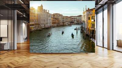 landscape with gondola, motorboat and grand canal Wall mural