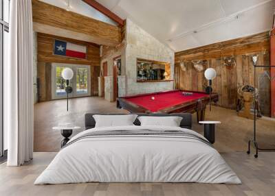 a den with a pool table Wall mural