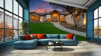 a home at sunset Wall mural