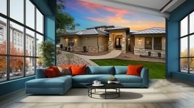 a home at sunset Wall mural