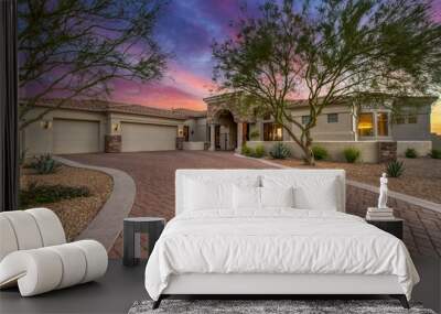 A luxury home at sunset Wall mural