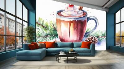 a mug of Christmas hot chocolate  Wall mural