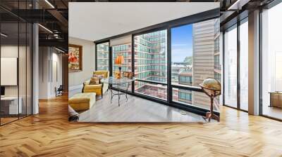 A view of the city from an apartment Wall mural