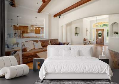 Home living room with wood beams Wall mural