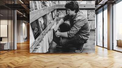 Looking in a record shop  Wall mural