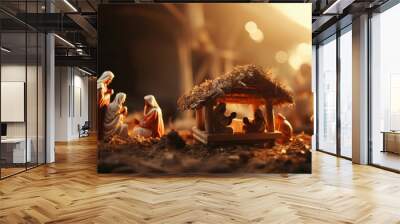 Close up of christmas nativity scene. Christmas concept.Close up of christmas nativity scene under beautiful sunlight. Christmas concept. Wall mural