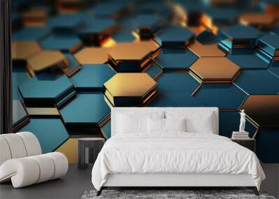 Geometric hexagonal abstract background. Honeycomb pattern concept. Wall mural