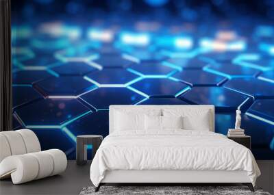 Glossy geometric hexagonal abstract background. Honeycomb pattern concept. Wall mural