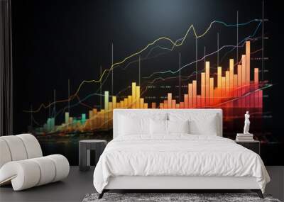 Stock exchange software of finance and economy graphs. Wall mural