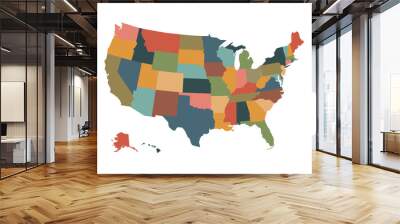 Colorful political USA map Wall mural