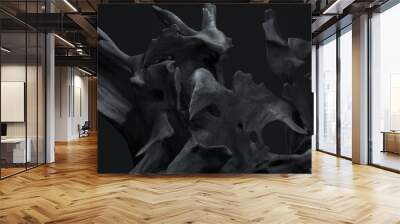 3d abstract background. 3d display rustic black wood for cosmetic, perfume, jewelry and products presentation.3d rendering illustration Wall mural