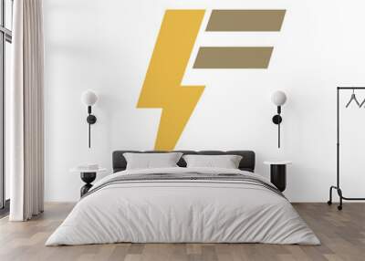 lightning logo design and letter F vector Wall mural