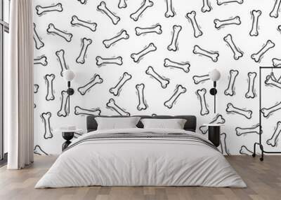 Bones Seamless pattern. Dogs food Background. Hand drawn doodle Dog bone Wall mural