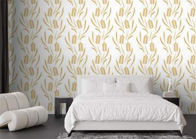 Ears of wheat vector seamless pattern Wall mural