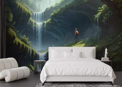 waterfall in the jungle 2 Wall mural