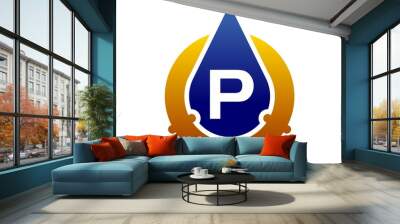 Oil Water Pipe Sollutions Letter P Wall mural