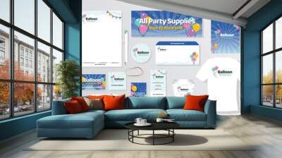 Branding Package Identity Set for Balloons Party Business Wall mural