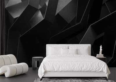 Abstract pattern made of black paper, dark background Wall mural