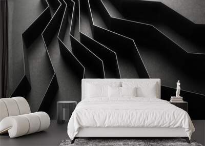 Abstract pattern made of black paper, dark background	 Wall mural