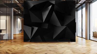 Abstract pattern made of black paper, dark background Wall mural