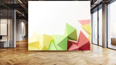 Composition of geometric shapes made colorful paper, white background. Wall mural