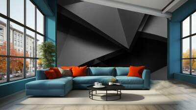 Composition with gray paper folded in geometric shapes Wall mural