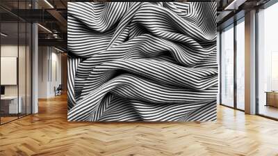 elegant black and white silk with stripes, texture background Wall mural