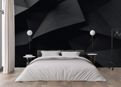 Geometric shapes of black paper, composition abstract Wall mural