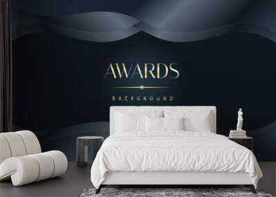 Awarding the nomination ceremony luxury black wavy background. Wedding entertainment night. Elegant luxury shine modern template certificate. Wall mural