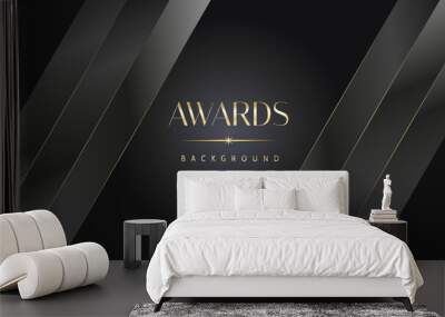 Modern dark black and golden slant lines luxury background. Premium award background. Modern abstract design template. Wall mural