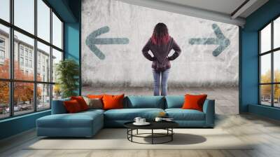 Young girl and arrows Wall mural