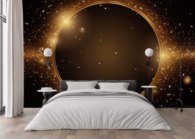 Sparkling Circle with Golden Glitter Frame Wall mural