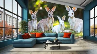 Albino and Brown Kangaroos in the Wild Wall mural