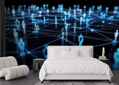 Interconnected Network of Blue Figures Wall mural