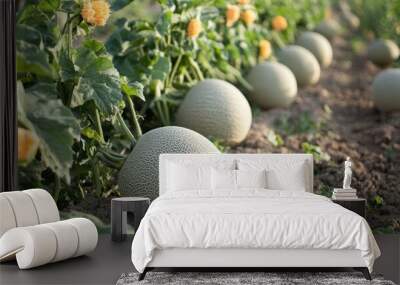 Ripe Melon In A Field Of Green Wall mural