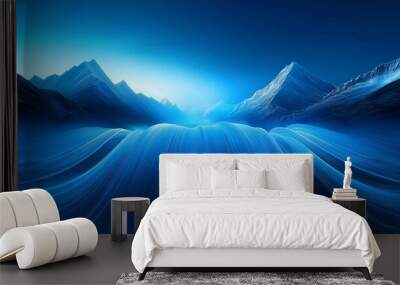 background with abstract blue filtered landscape sunrise over the mountains Wall mural