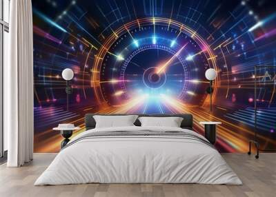 Speedometer hologram 3d fast speed acceleration velocity concept projection race racing Wall mural