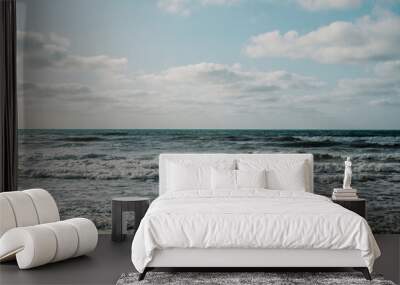 Sea waves  with white foam in the Ocean. place El Jadida Morocco. Summer 2023 Wall mural