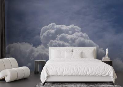 Deep blue sky and white cloud background. Wall mural