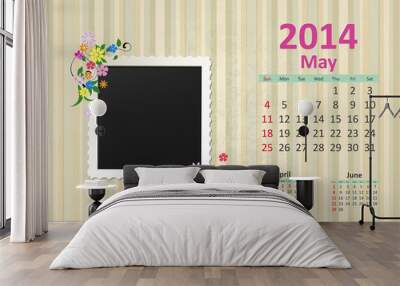 Calendar for 2014, may Wall mural