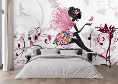 Flower Fairy with butterflies Wall mural