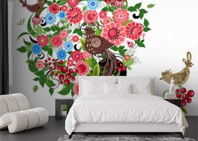 girl fashion flowers Wall mural